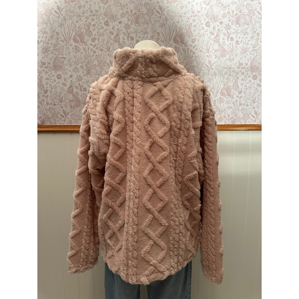 Eddie Bauer Cable Fleece Pullover – Size Large – Pink - Picture 6 of 7